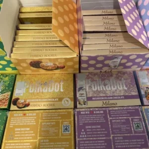open polkadot chocolate box with polkadot chocolate bars on display front and back 510x510 1.webp
