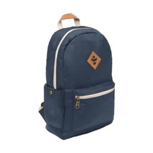 revelry the escort smell proof backpack navy blue front view.jpg